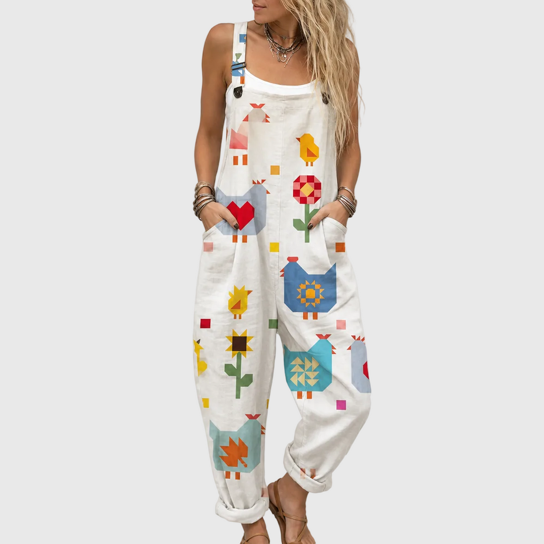 Comfortable Printed Overalls