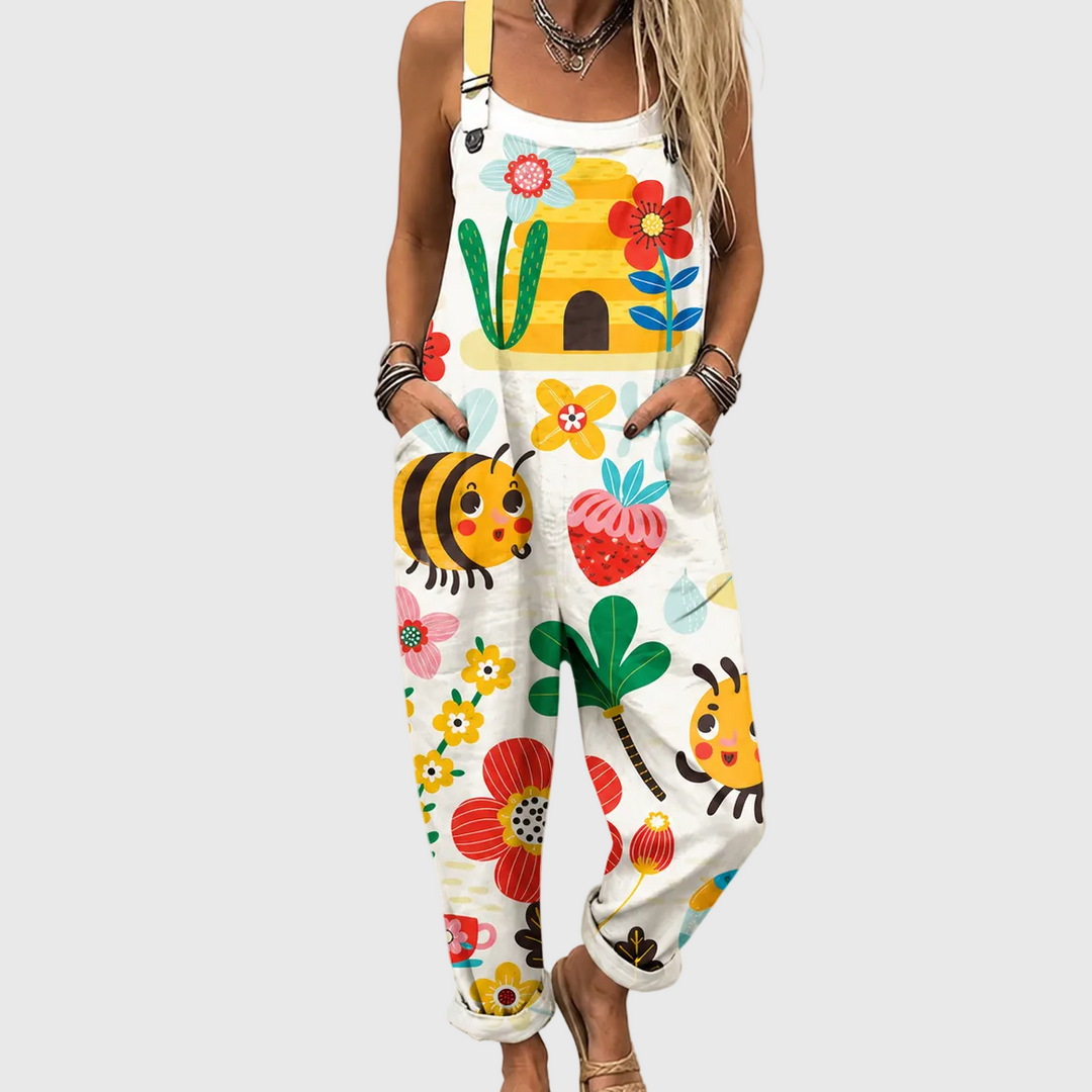 Comfortable Printed Overalls
