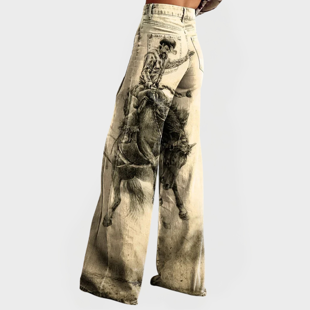 Jeans élégants à jambes larges et à motif