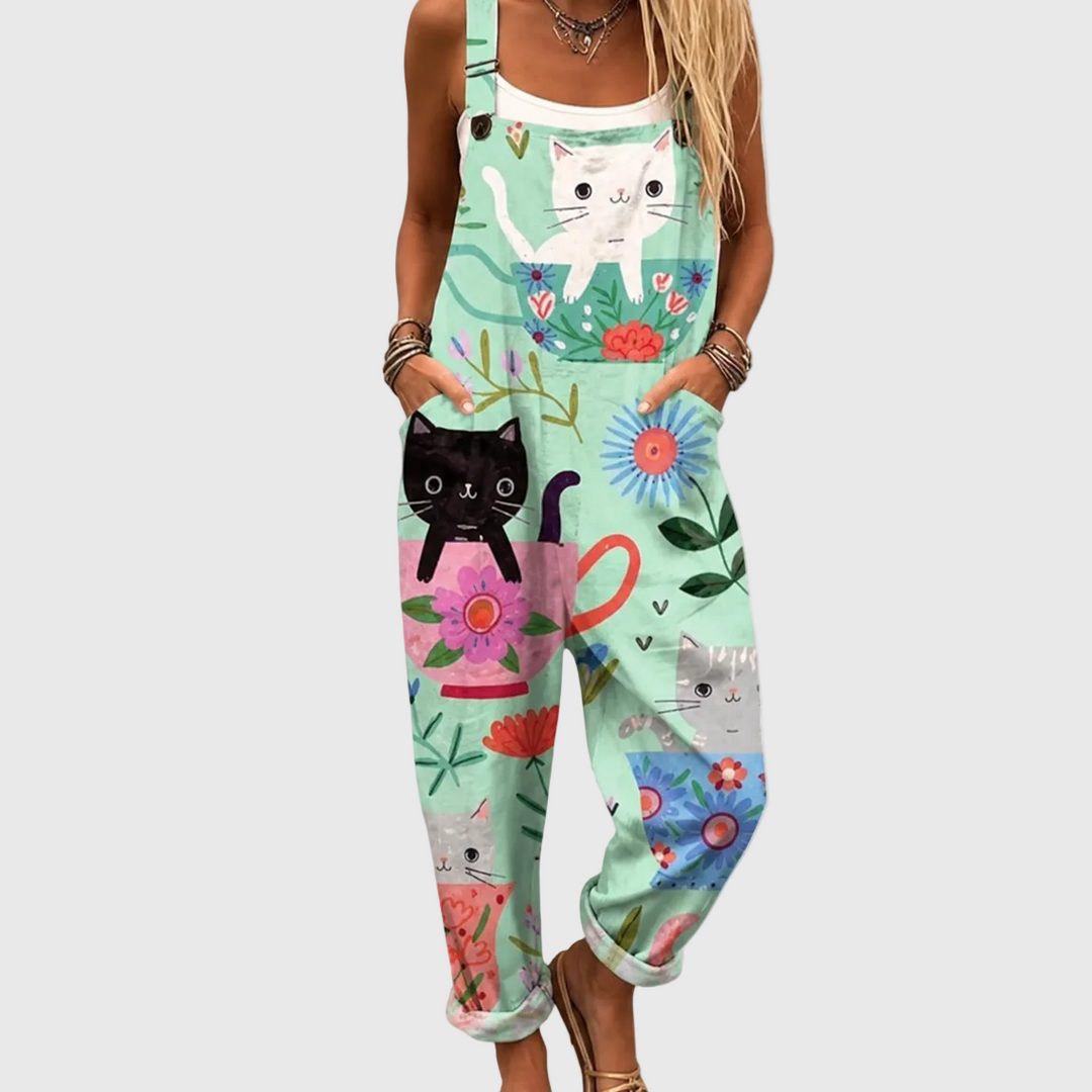 Comfortable Printed Overalls