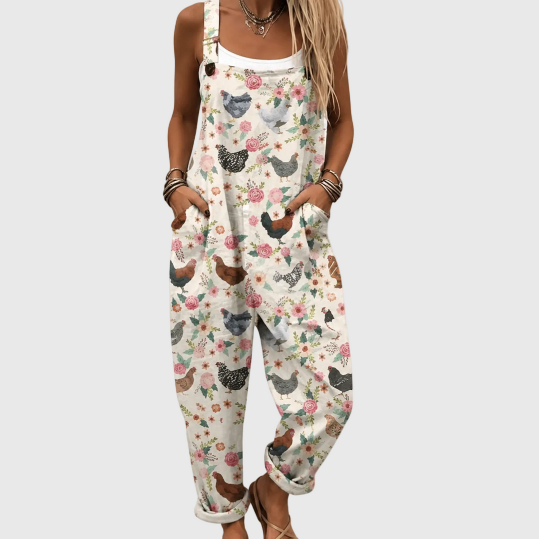 Comfortable Printed Overalls