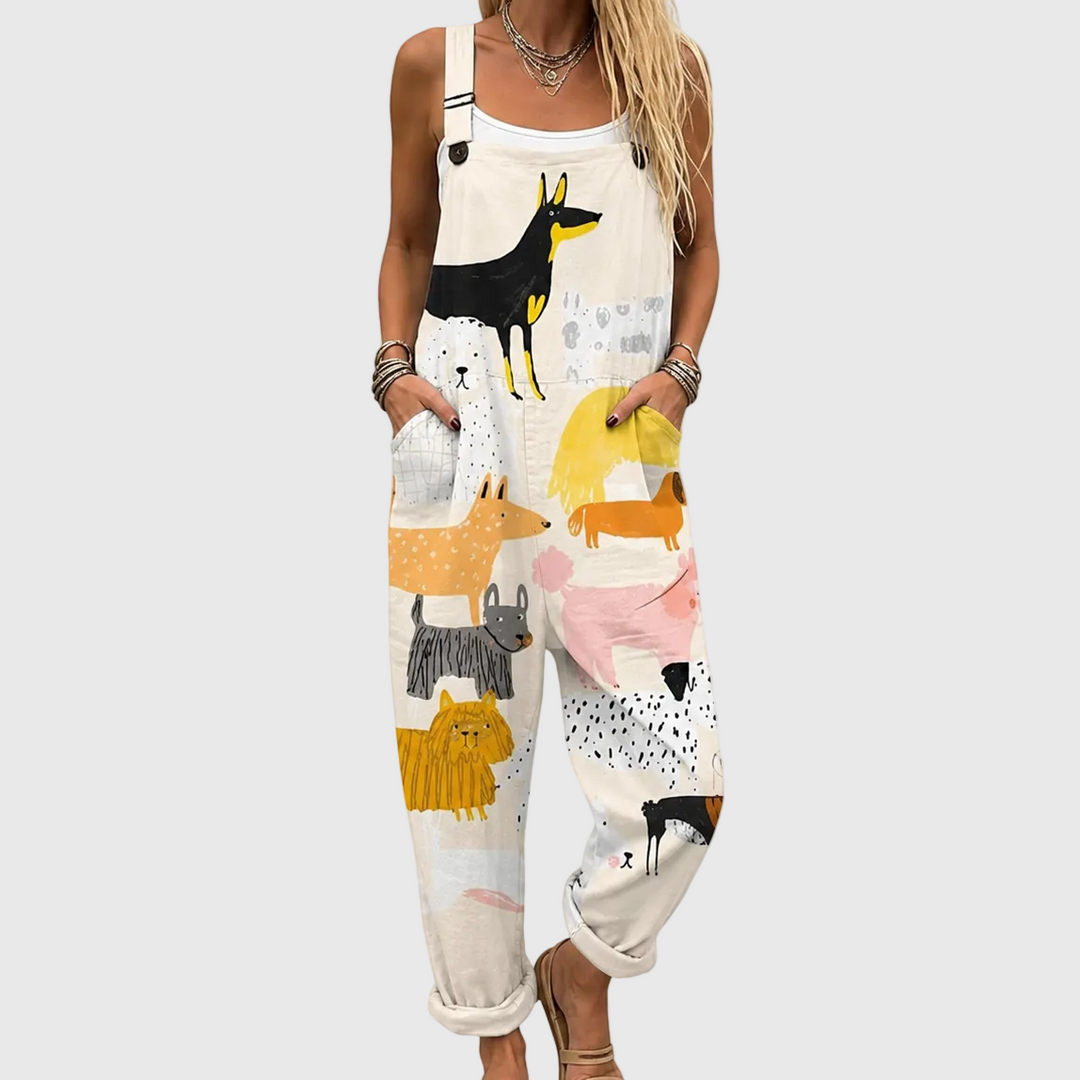 Comfortable Printed Overalls