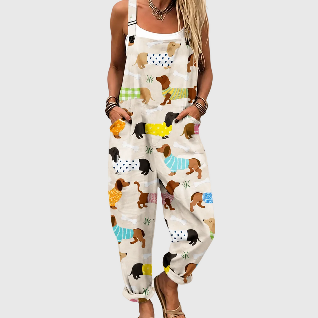 Comfortable Printed Overalls