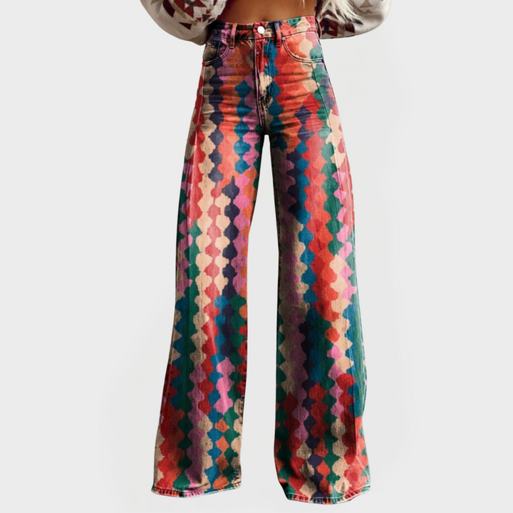 Colored Jeans with Wide Legs for a Modern Look