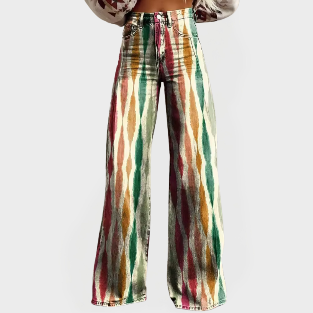 Stylish Wide-Leg Patterned Pants