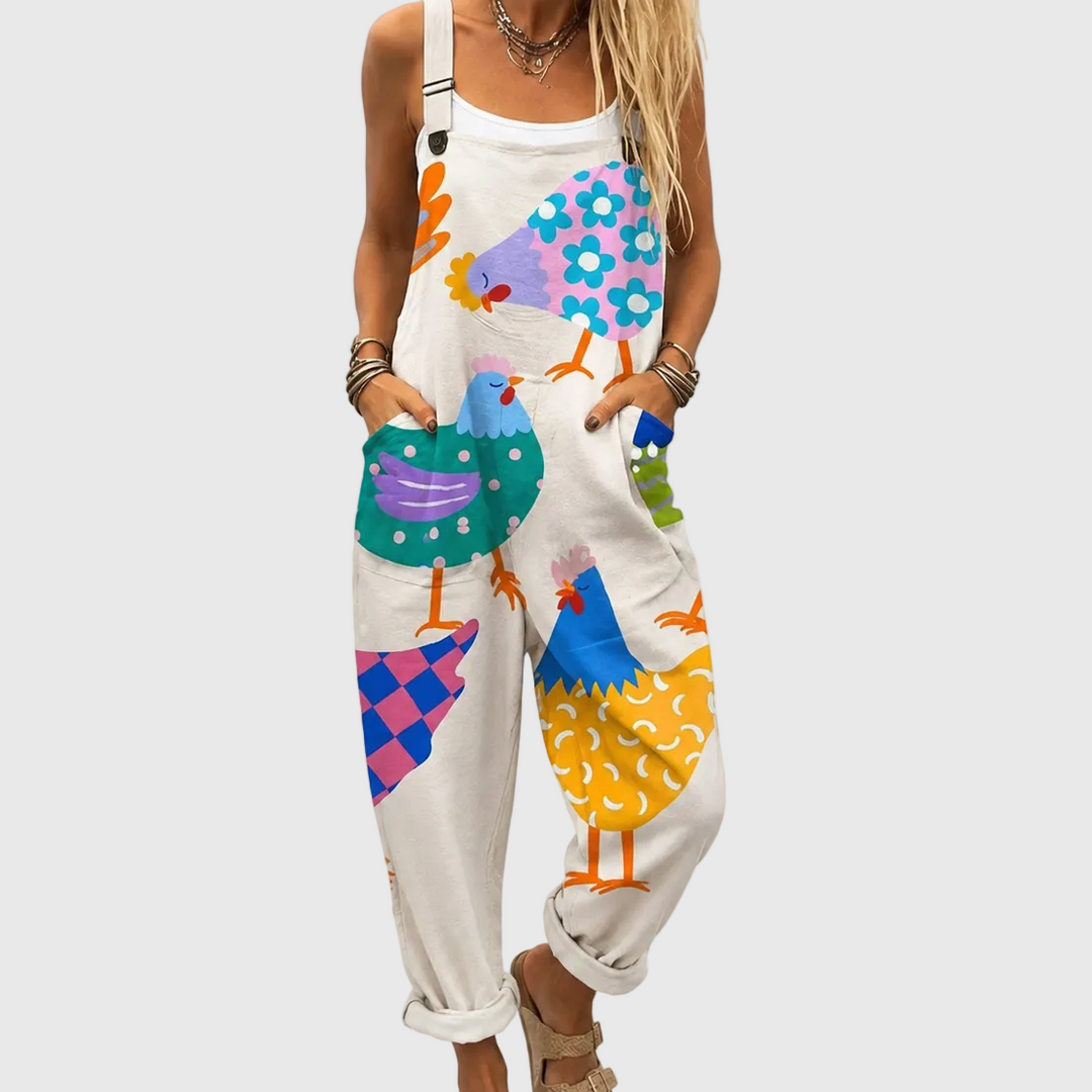 Comfortable Printed Overalls