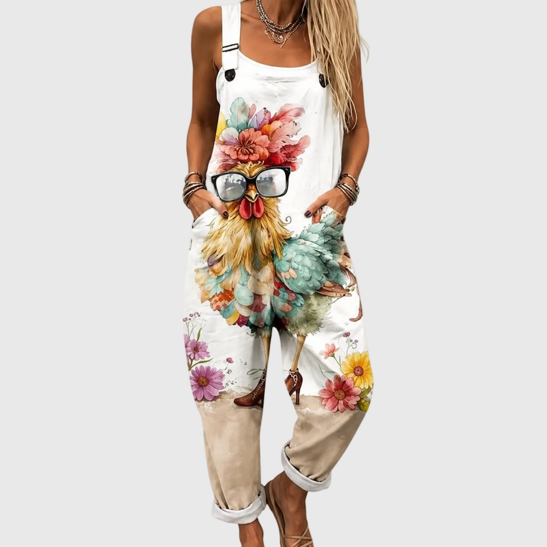 Comfortable Printed Overalls