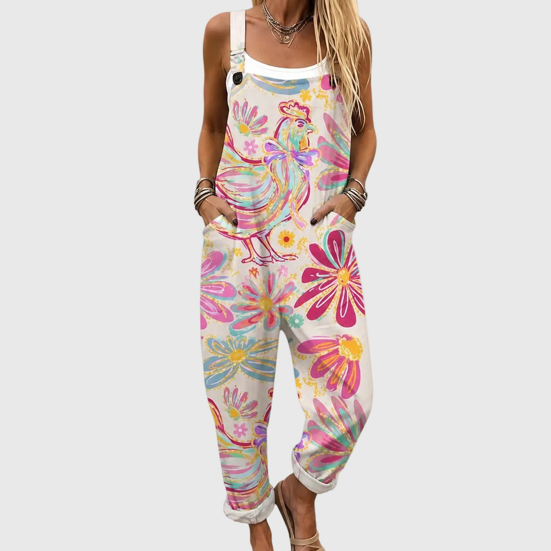 Comfortable Printed Overalls