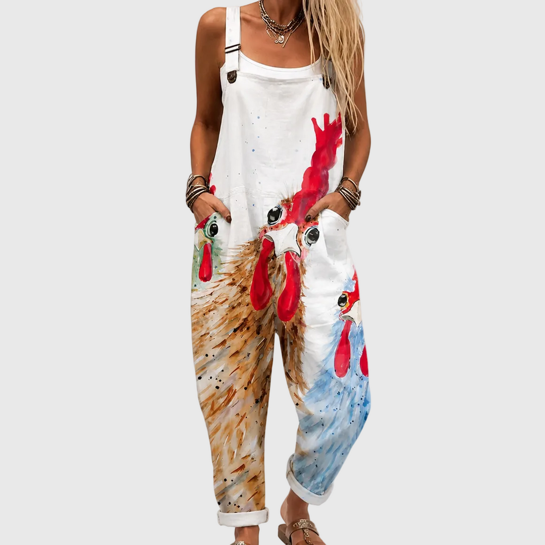 Comfortable Printed Overalls