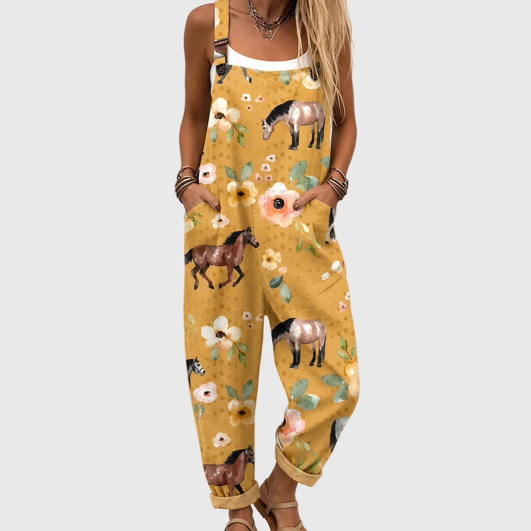 Comfortable Printed Overalls
