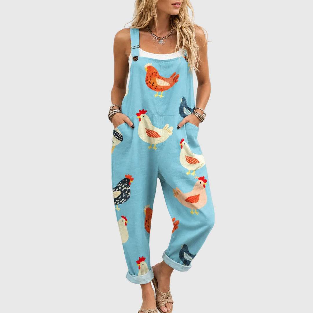 Comfortable Printed Overalls