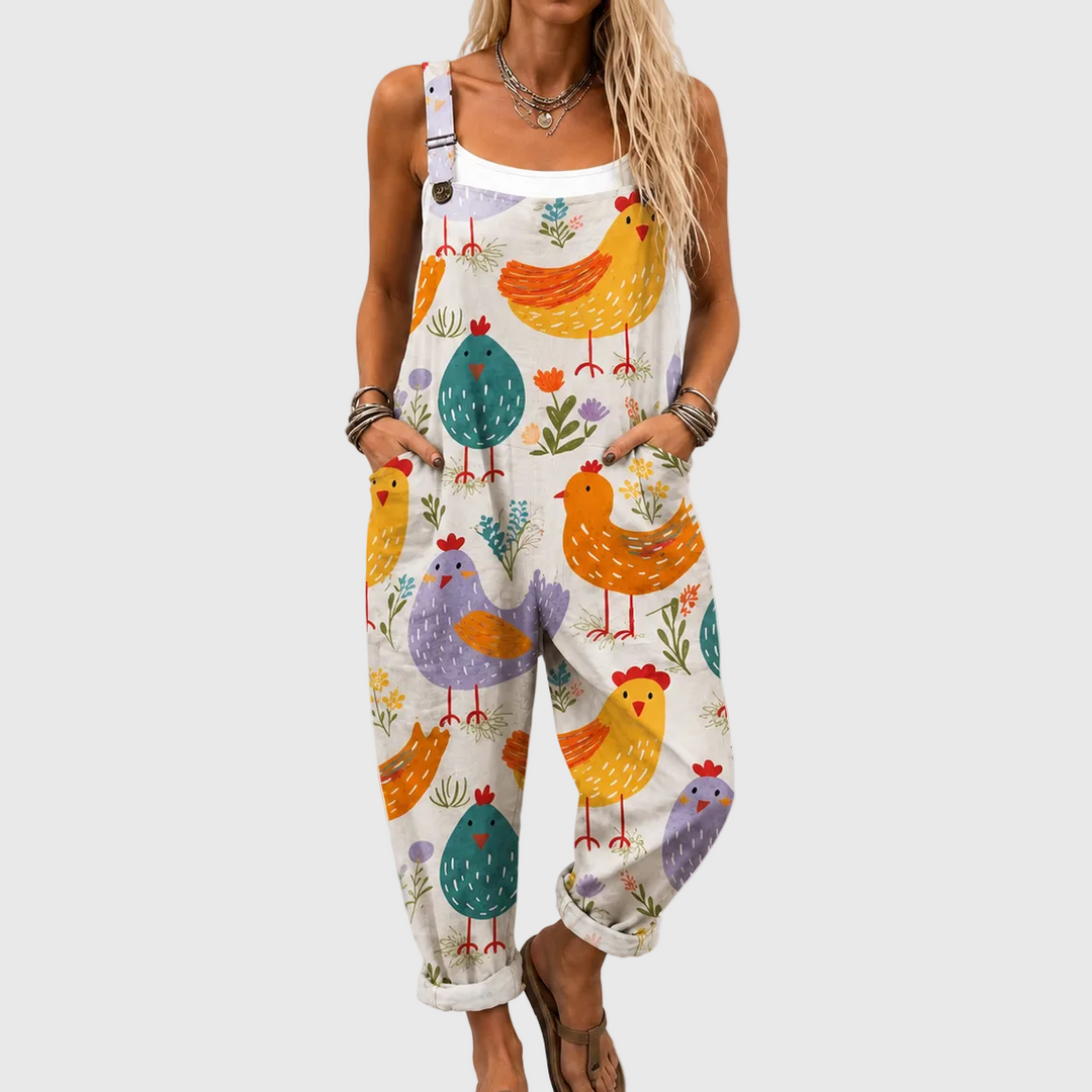 Comfortable Printed Overalls