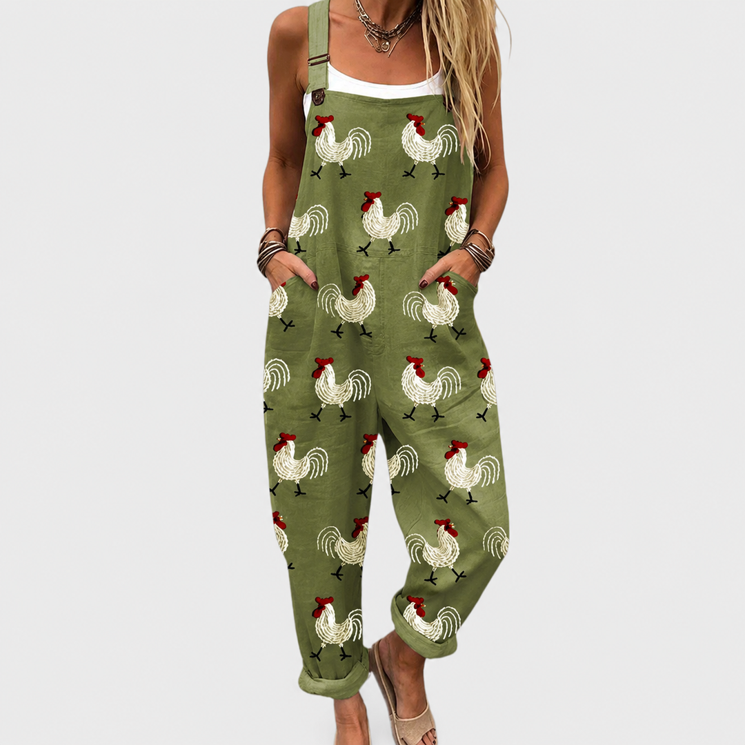Comfortable Printed Overalls