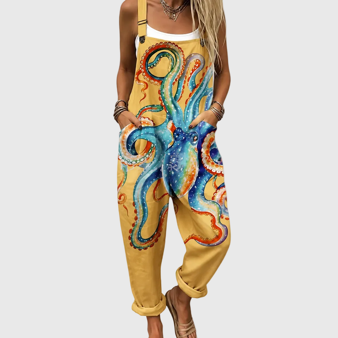 Comfortable Printed Overalls