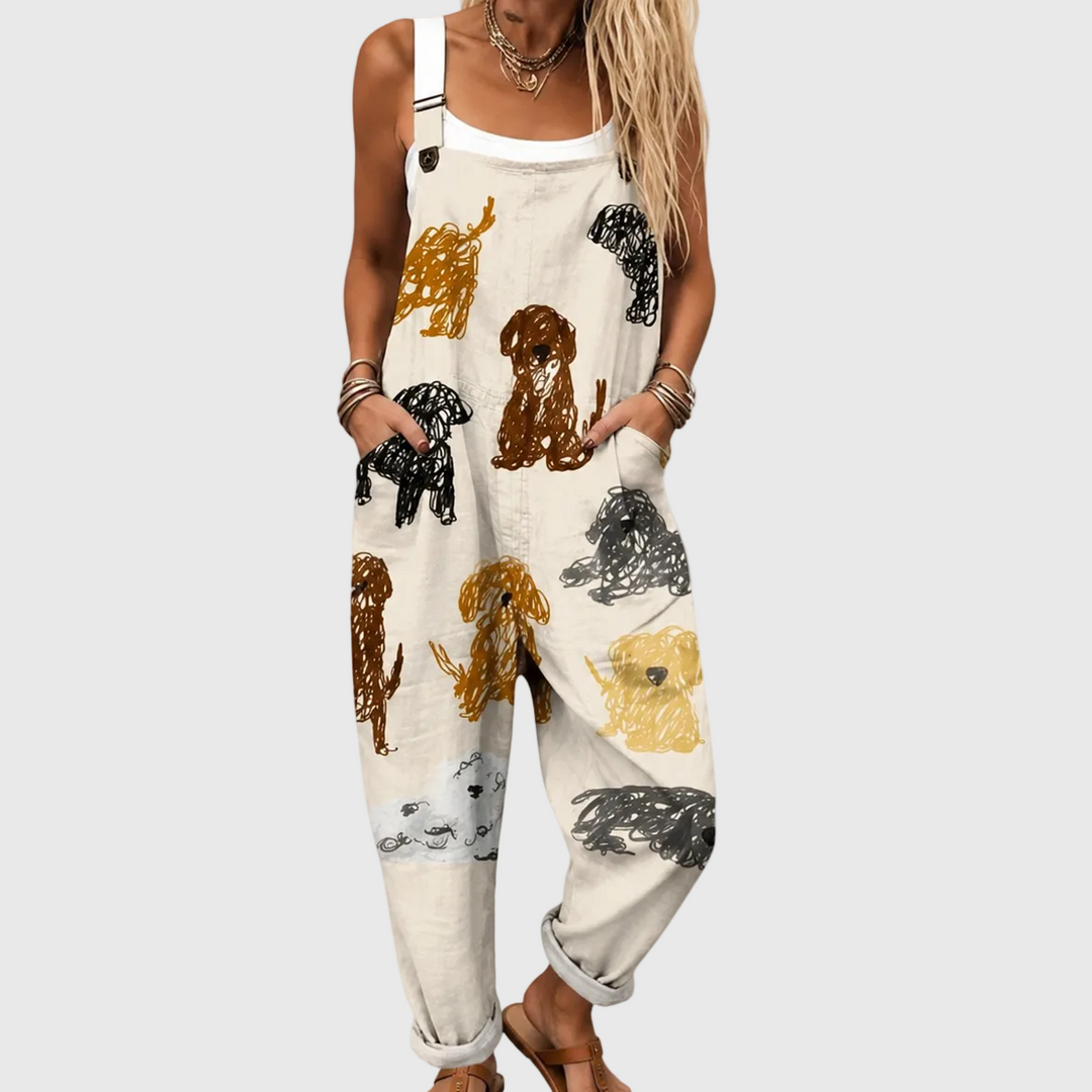 Comfortable Printed Overalls