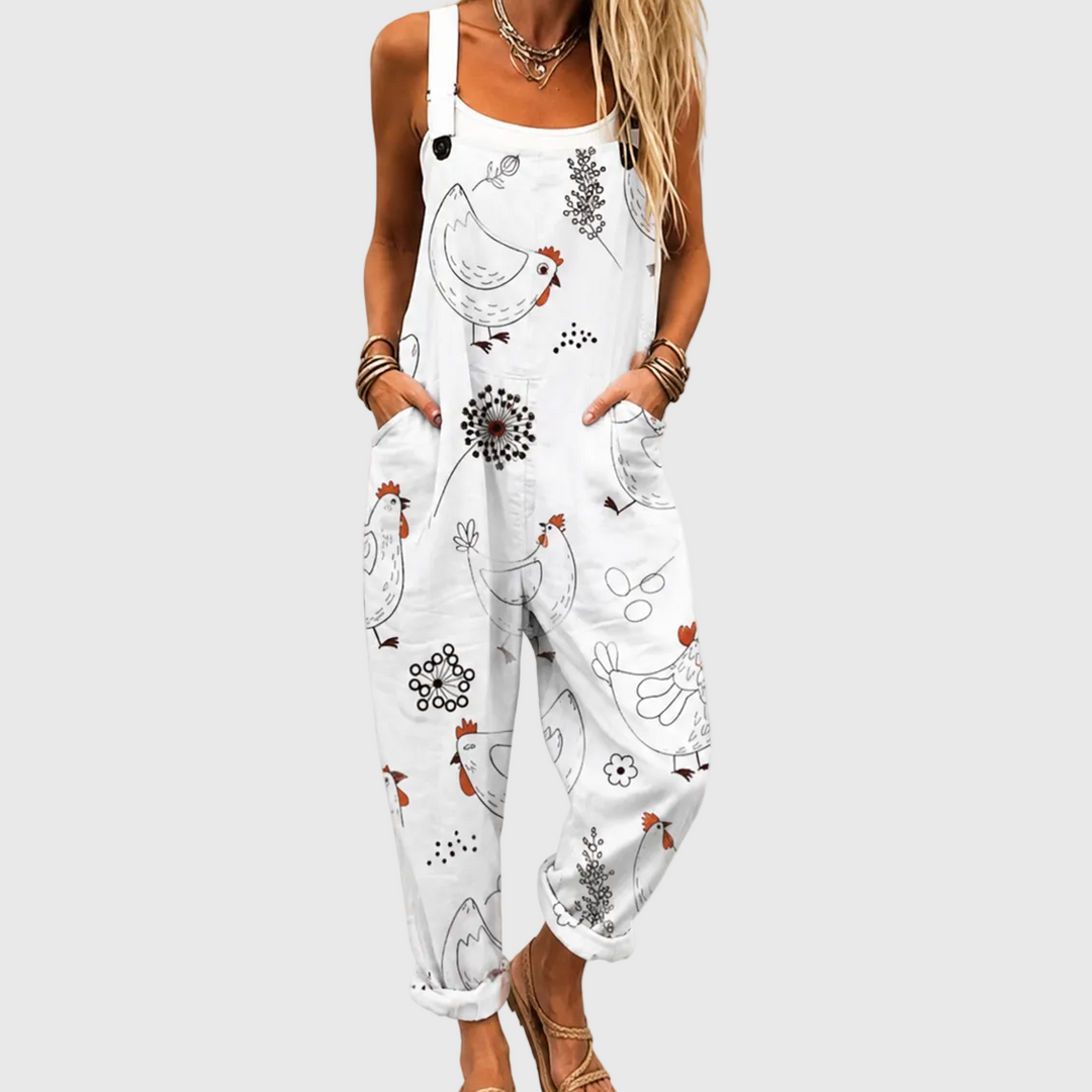 Comfortable Printed Overalls