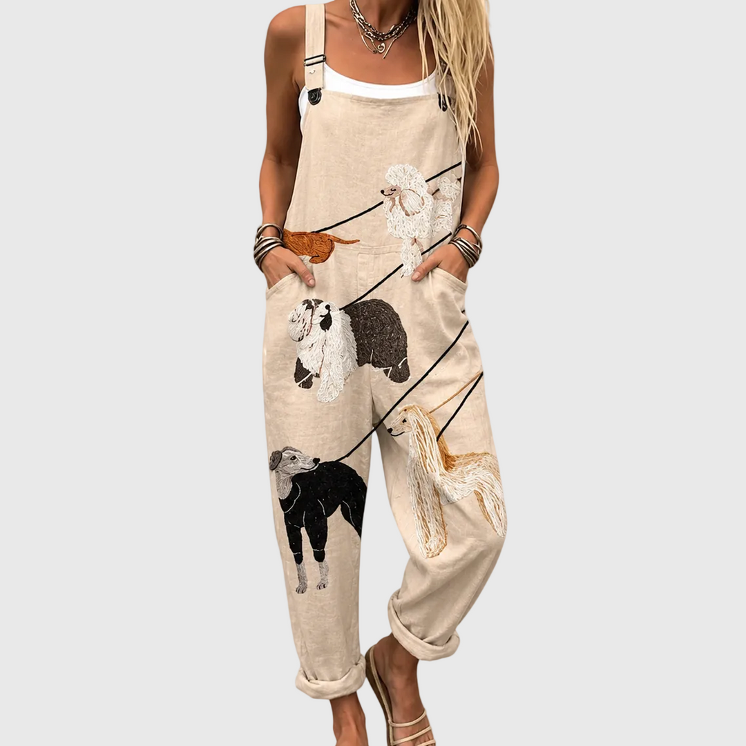 Comfortable Printed Overalls