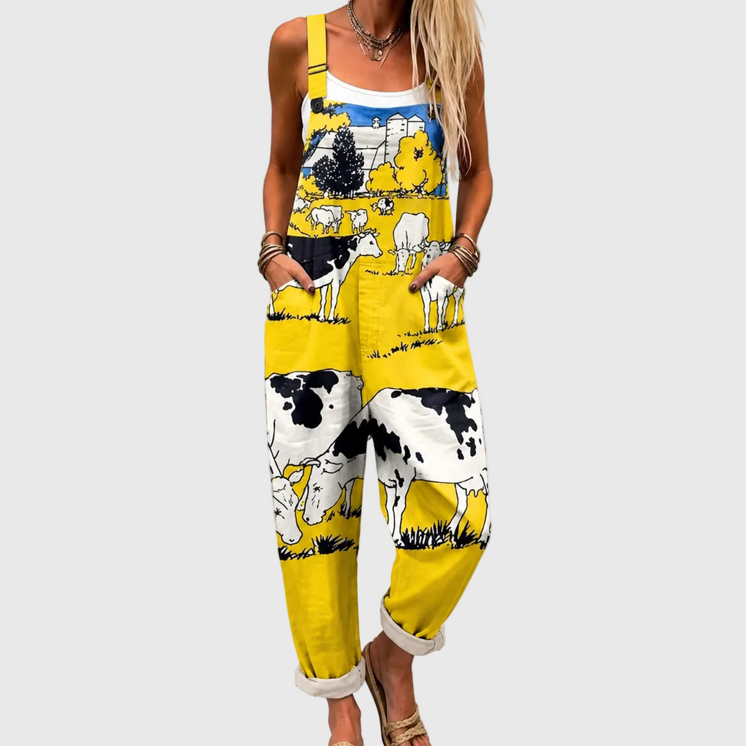 Comfortable Printed Overalls