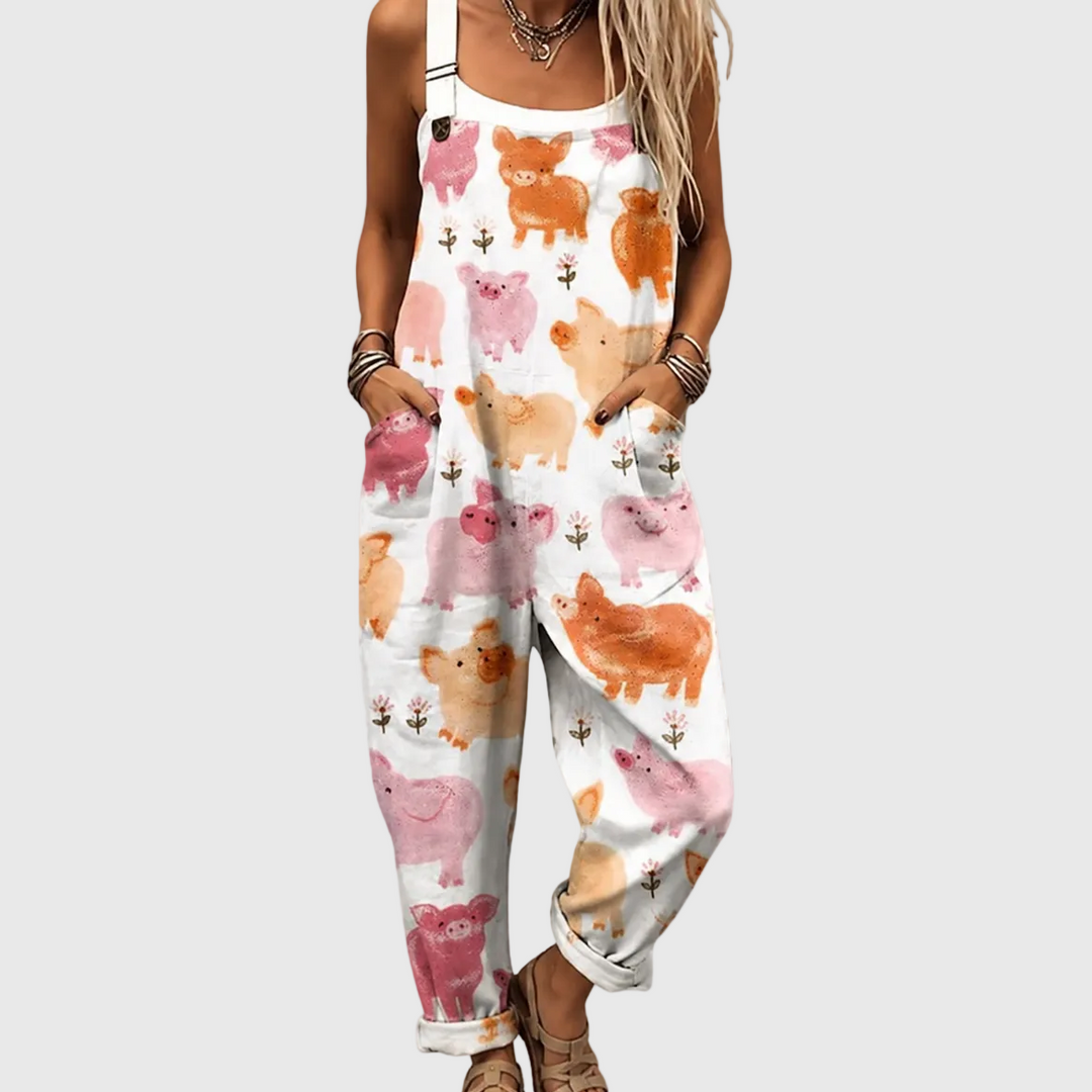 Comfortable Printed Overalls