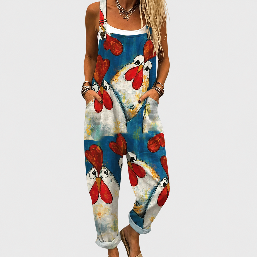 Comfortable Printed Overalls