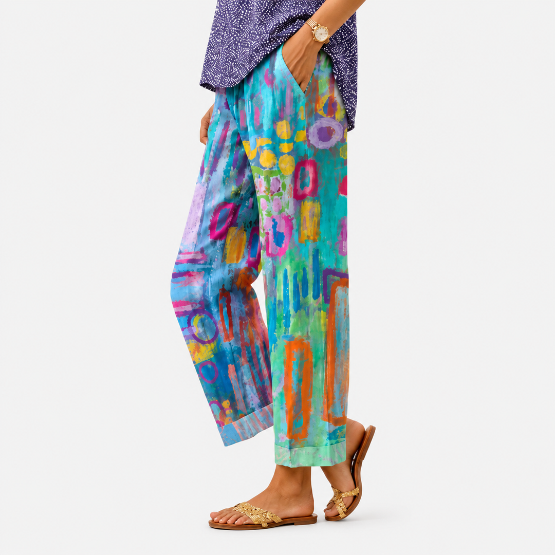 Vivid Mosaic Art Trousers