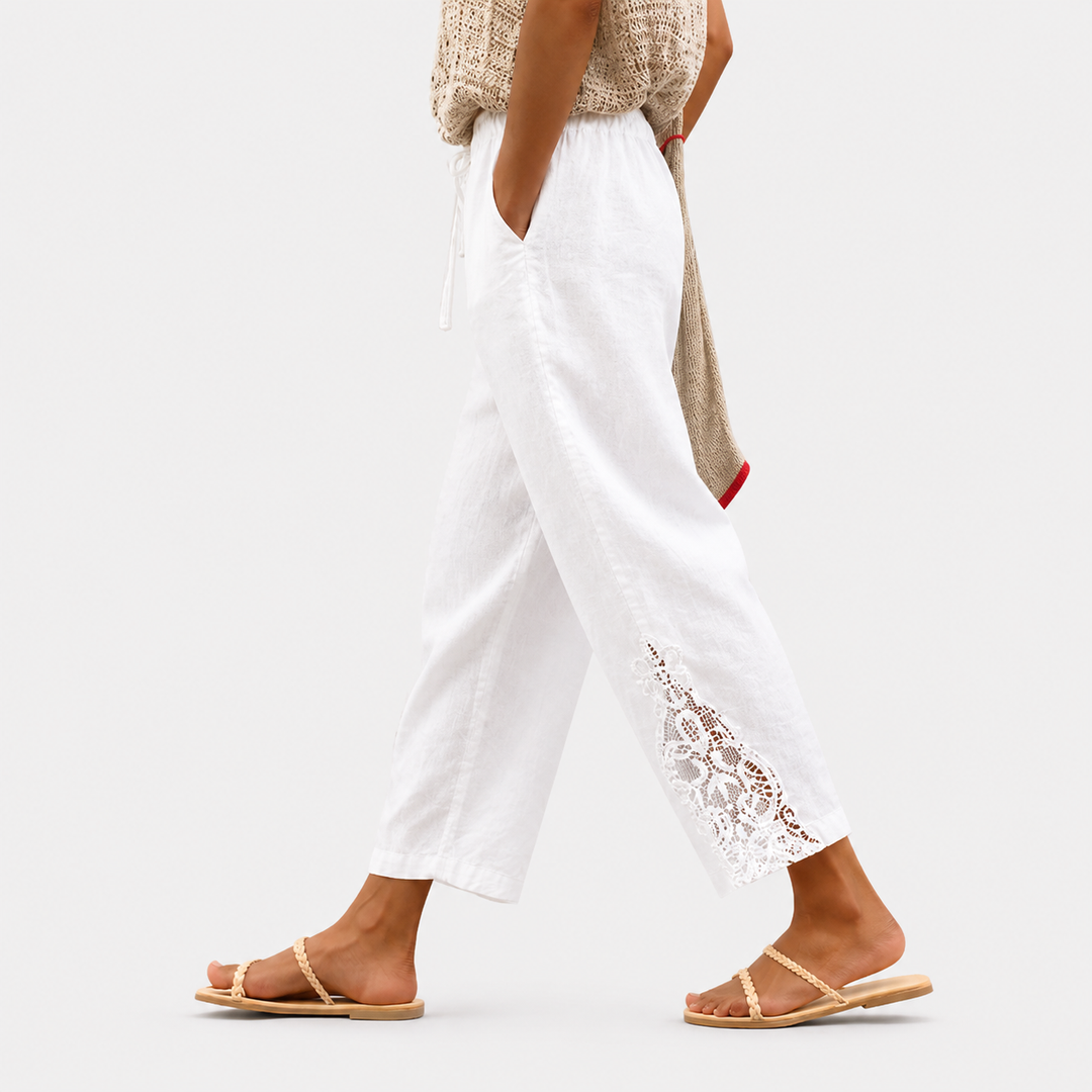 Pantalon côtier accent dentelle