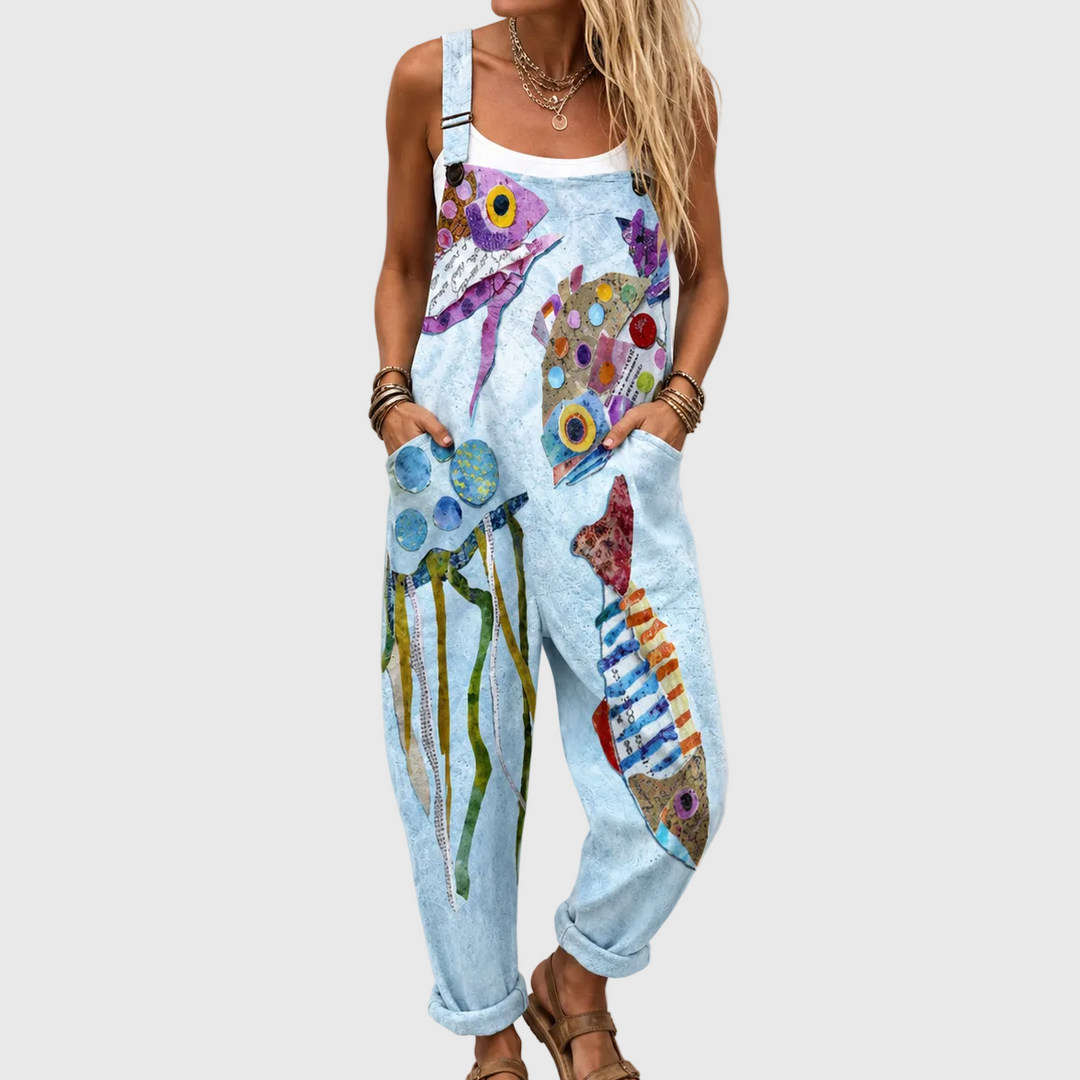 Comfortable Printed Overalls