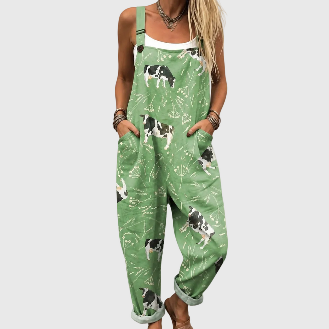 Comfortable Printed Overalls