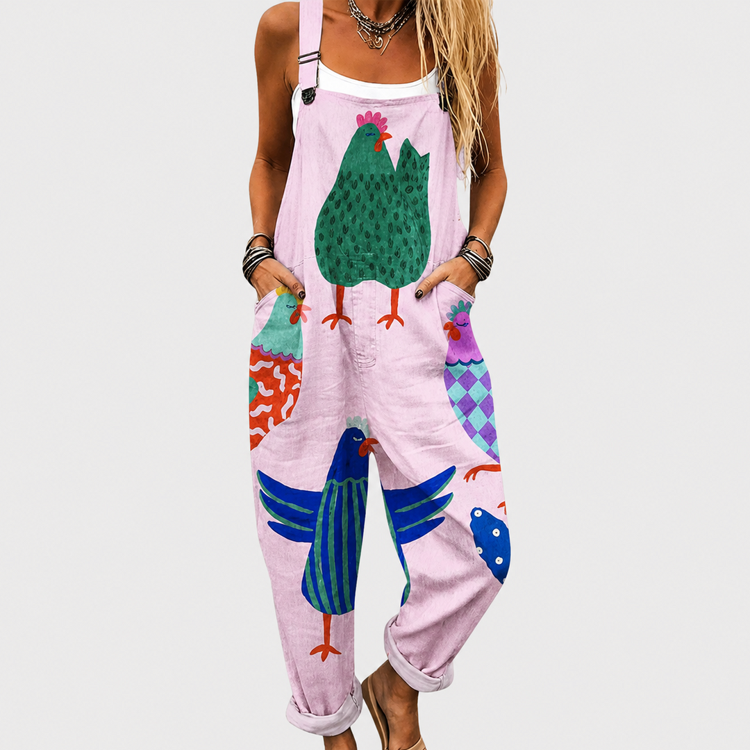 Comfortable Printed Overalls