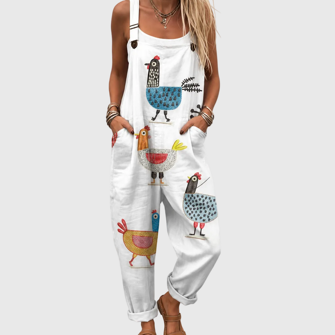 Comfortable Printed Overalls