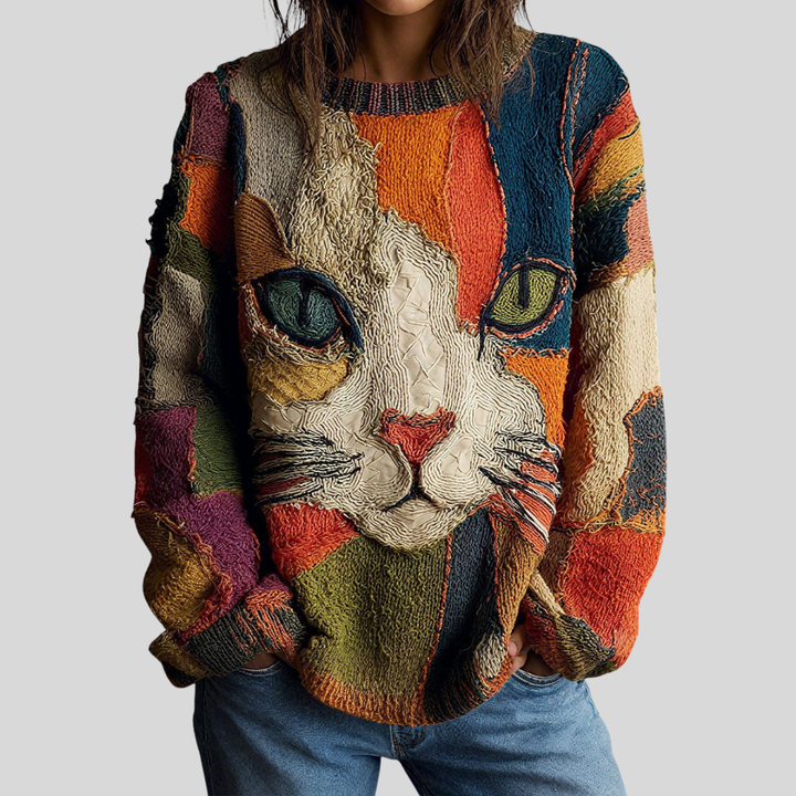 Zaira | Artistic cat pattern top