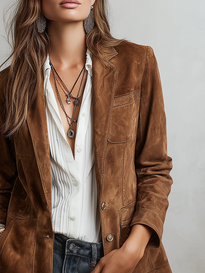 Blazer vintage marron pour femme