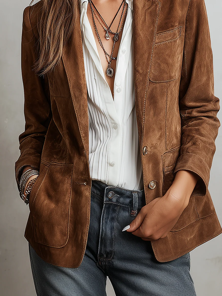 Blazer vintage marron pour femme