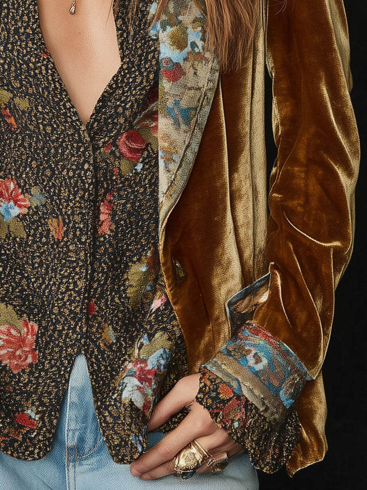 Marcelline | Blazer Patchwork Imprimé Floral Vintage