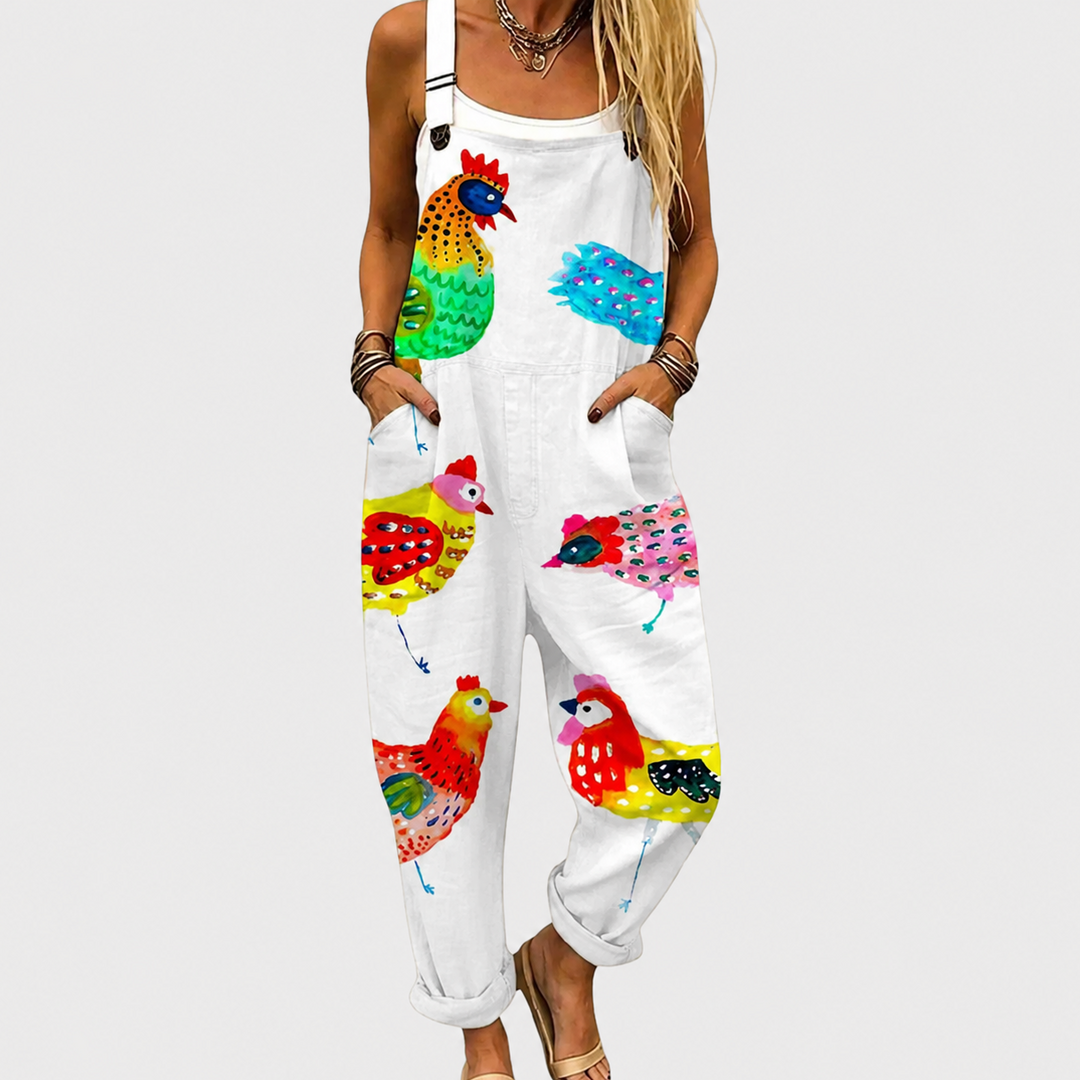 Comfortable Printed Overalls