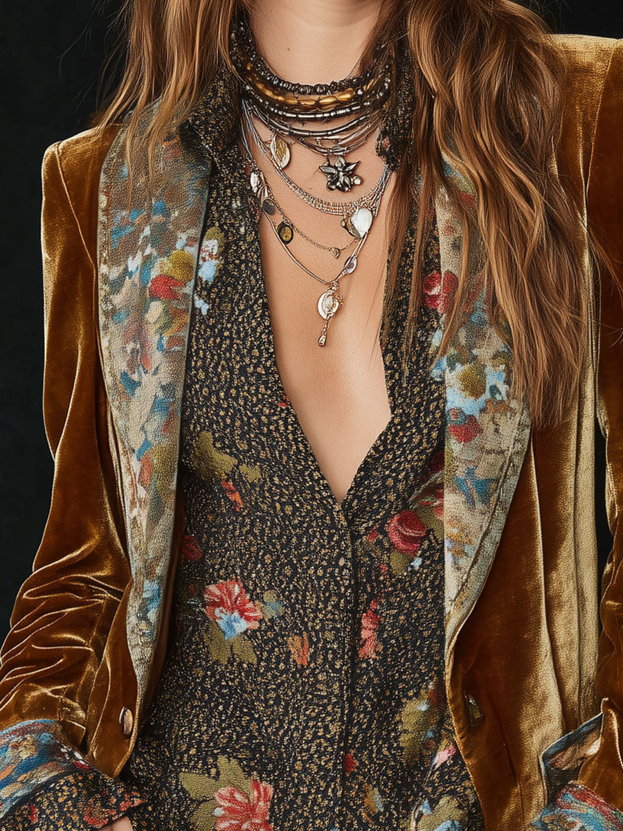 Marcelline | Blazer Patchwork Imprimé Floral Vintage