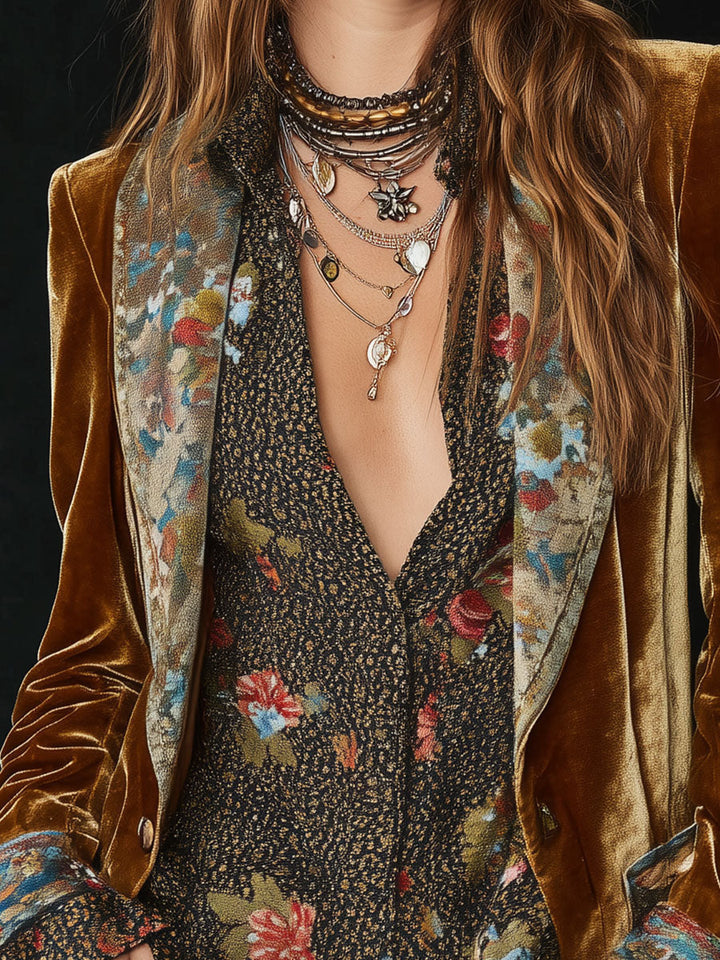 Marcelline | Blazer Patchwork Imprimé Floral Vintage