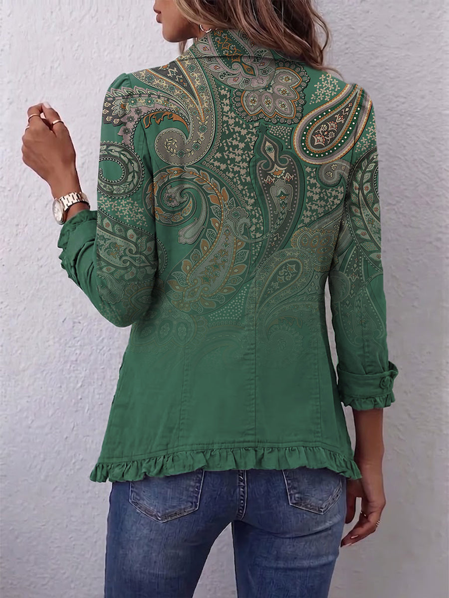 Jemara | Veste à Volants Imprimé Paisley Bohème