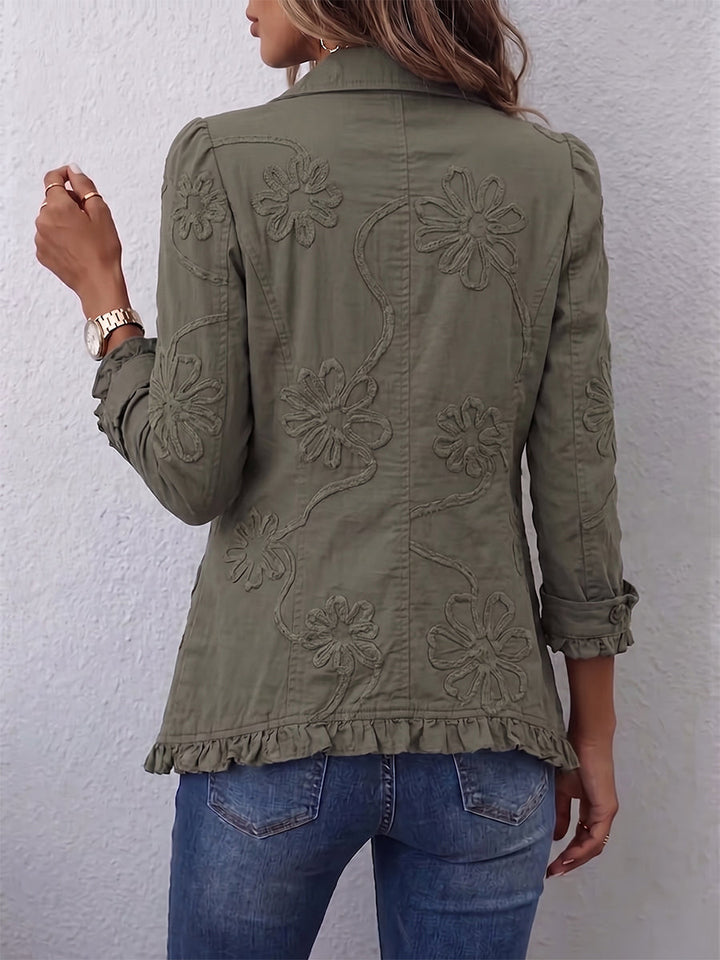 Kamberly | Veste utilitaire à volants brodée florale Bohème-Chic