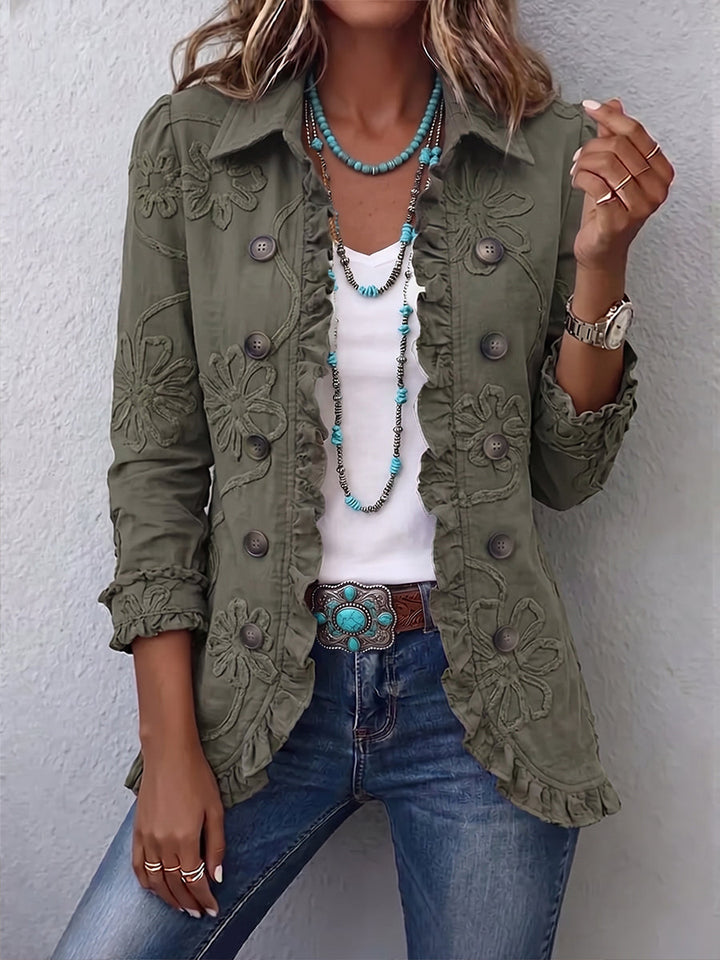 Kamberly | Veste utilitaire à volants brodée florale Bohème-Chic