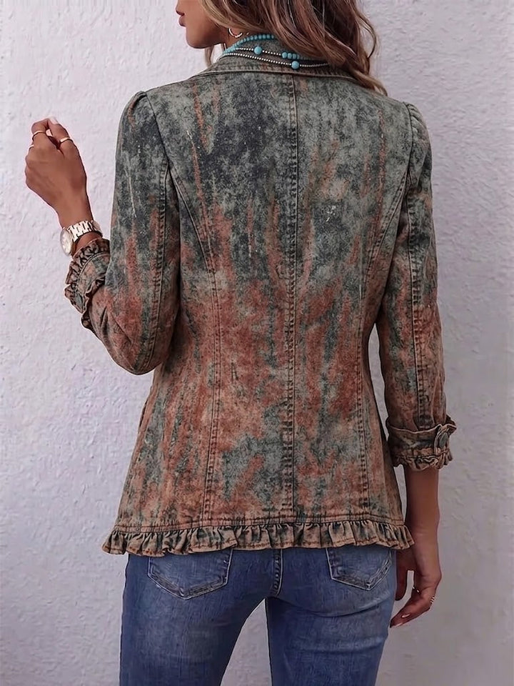 Bristow | Vintage Degraded Textured Fabric Ruffled Jacket