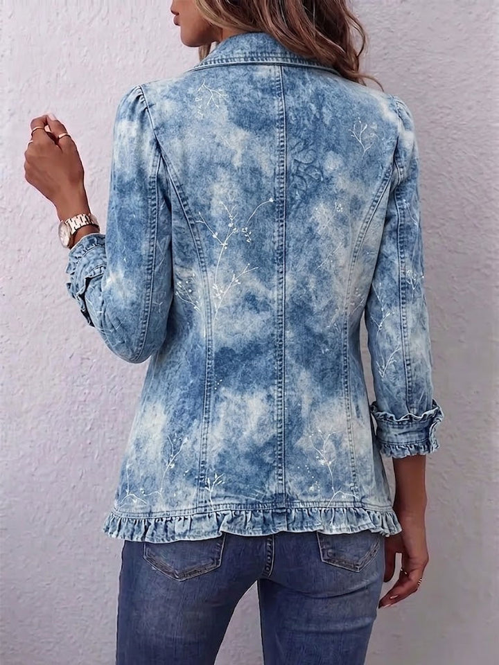 Jemison | Veste à Détails Volants en Imprimé Botanique Vintage de Style Bohème avec Dégradé