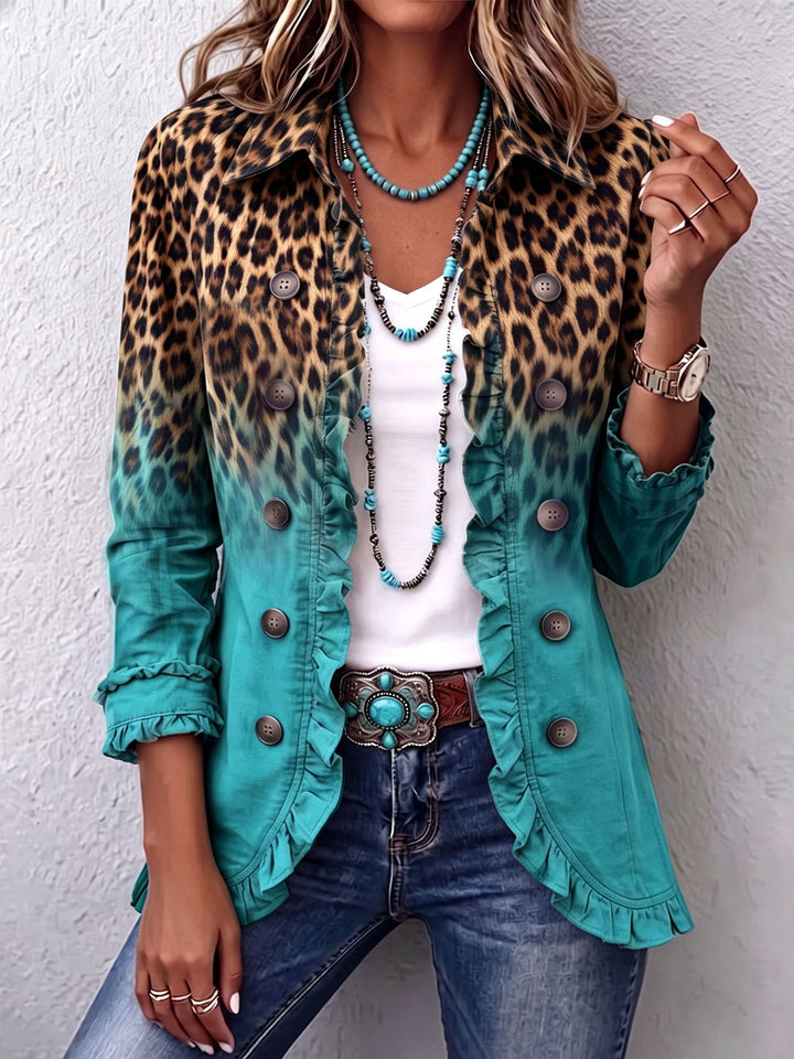 Elspeth™ | Ombre Leopard Ruffle Blazer
