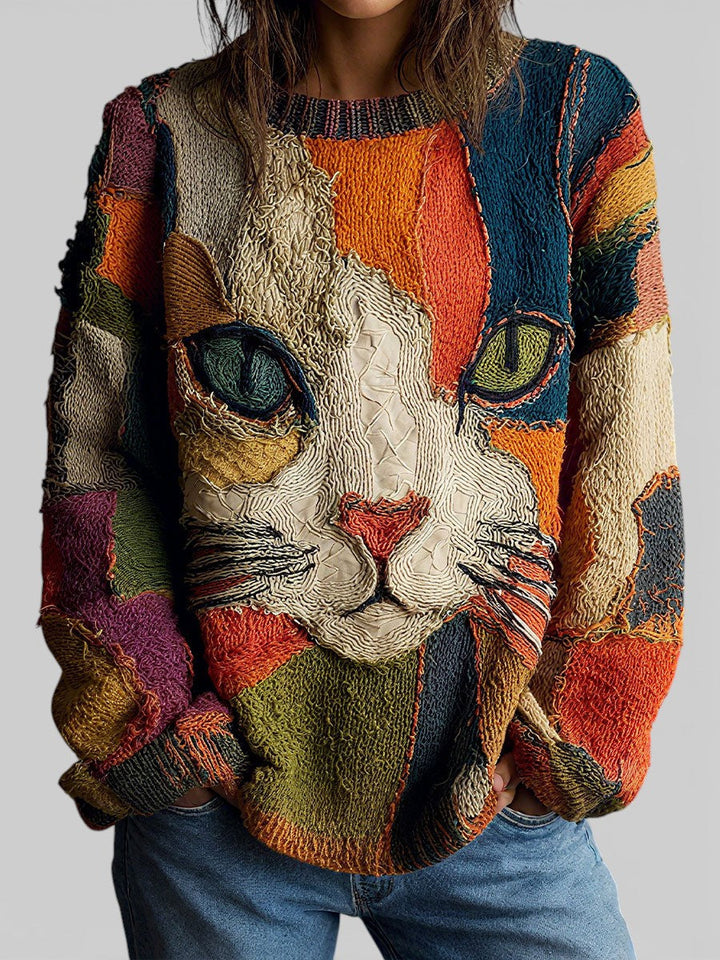 Zaira | Artistic cat pattern top